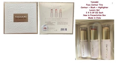 Tahari Face Contour + Blush + Highlighter 3 X 0.39 OZ New In Box Luxury Set