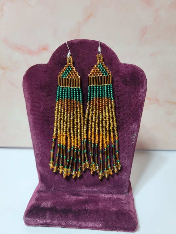 Earrings Bolo Western wear,Seed beaded Custom