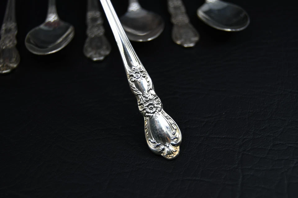 Lote de 8 cucharas de té heladas 1847 Rogers Bros Heritage IS Int'l de colección MCM Foto 4 de 4