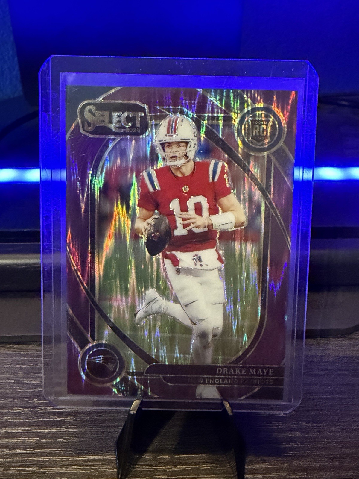 2024 Panini Select - Club Level Drake Maye #218 Purple Shock Prizm /360 (RC)