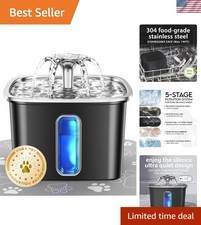 Innovation Award Winner Stainless Steel Cat Water Fountain, 108oz/3.2L Automa...