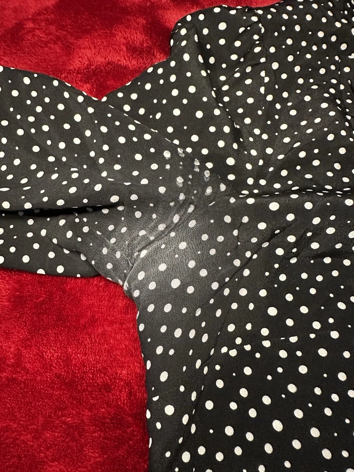 Dolce & Gabbana Polka Dot Silk Button Down With Tie Neck Staff Piece Sz 40 Used - Image 4 of 4