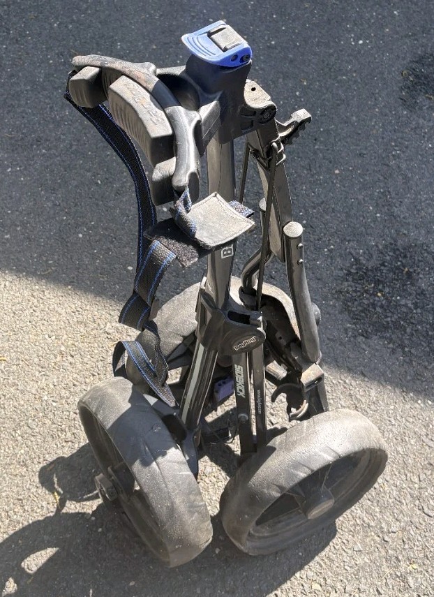BagBoy Sidekick 3 Wheel Blue Golf Push Cart with Umbrella Ho