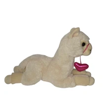Aurora Mary Llama Plush White Stuffed Animal Pink Heart 14 Inch