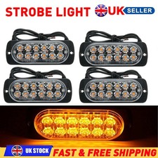 4x 12LED Amber Recovery Strobe Flashing Grille Light Lightbar Emergency Lamp UK