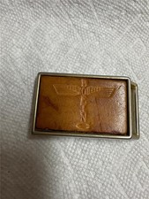 Vintage Boeing Belt Buckle, Leather Top, El Cid Maker on the Back