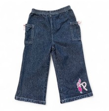 Vintage Disney Y2K Winnie the Pooh Piglet Wide Leg Cargo Jeans Size 24 Months