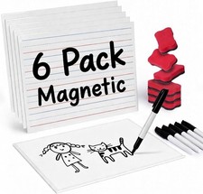 GAMENOTE 6 Pack Magnetic Dry Erase Lap Boards for Kids, 9x12 Double-Sided Lined