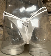 Victoria's Secret Satin High Leg THONG Panty Sz M GREY Star Hardware NWT 18.95