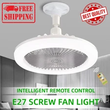 Rotatable 3-in-1 Ceiling Fan with Remote Control LED Lamp E27 Base Modern Style