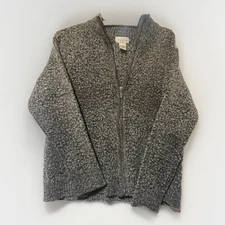 Studio Works Women's Size Large Gray Wool Blend Cozy Full Zip Cardigan Sweater