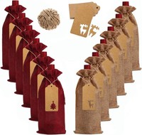 Fantasyon 12 StüCk Jute-Wein-GeschenktüTen, NatüRliche Jute-Weinflaschen, Ge