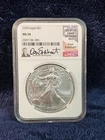 2021 AMERICAN SILVER EAGLE NGC MS 70 DON EVERHART HAND SIGNED FLAG LABEL 1st Day
