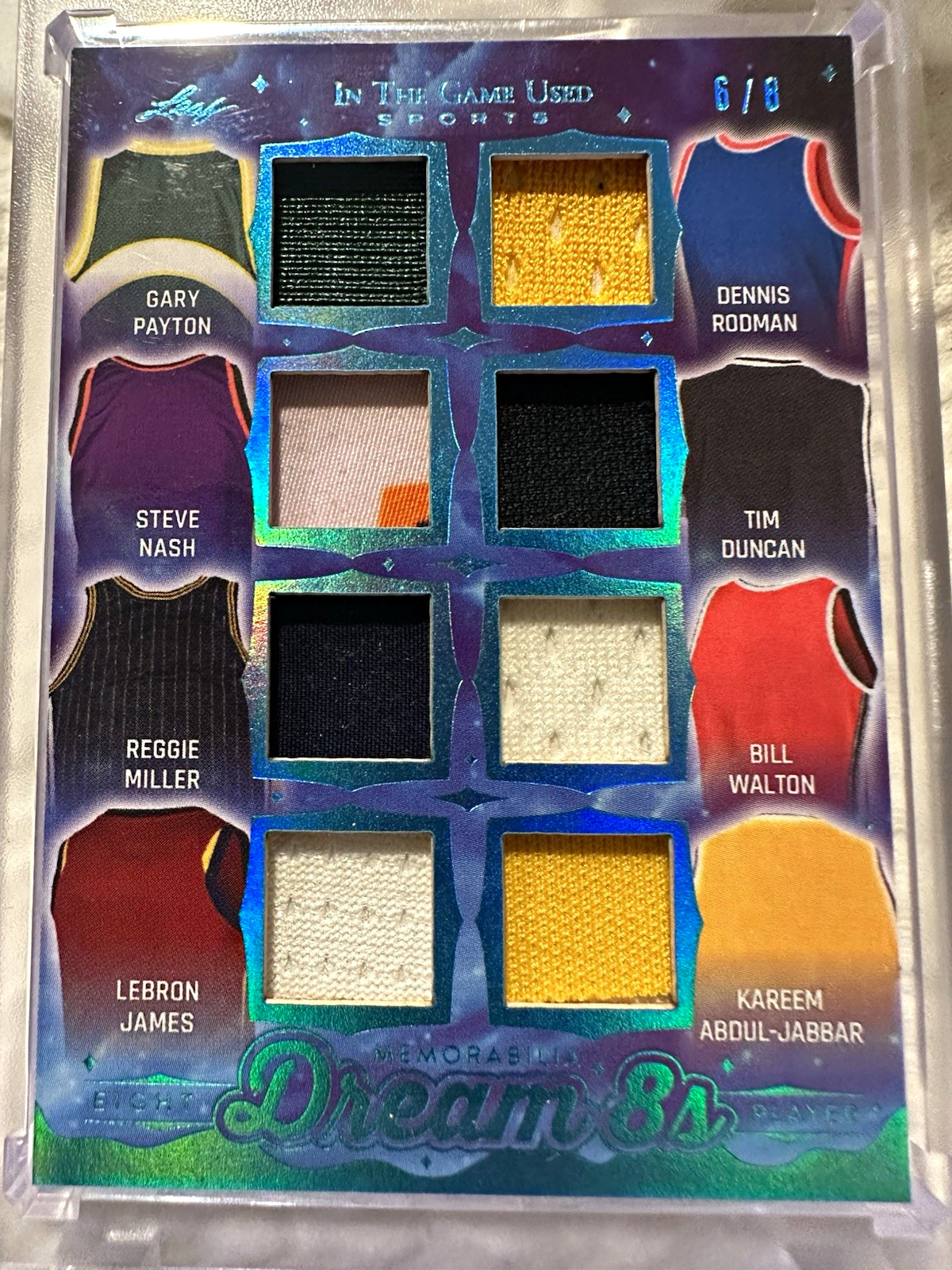 Leaf 2025 In The Game Used Dream 8s D8-12 6/8 LeBron,Rodman,Nash,Duncan, Kareem!
