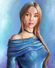 ORIGINAL OIL PAINTING WOMAN 8х10 inch ART BY UKRAINE ARTIST