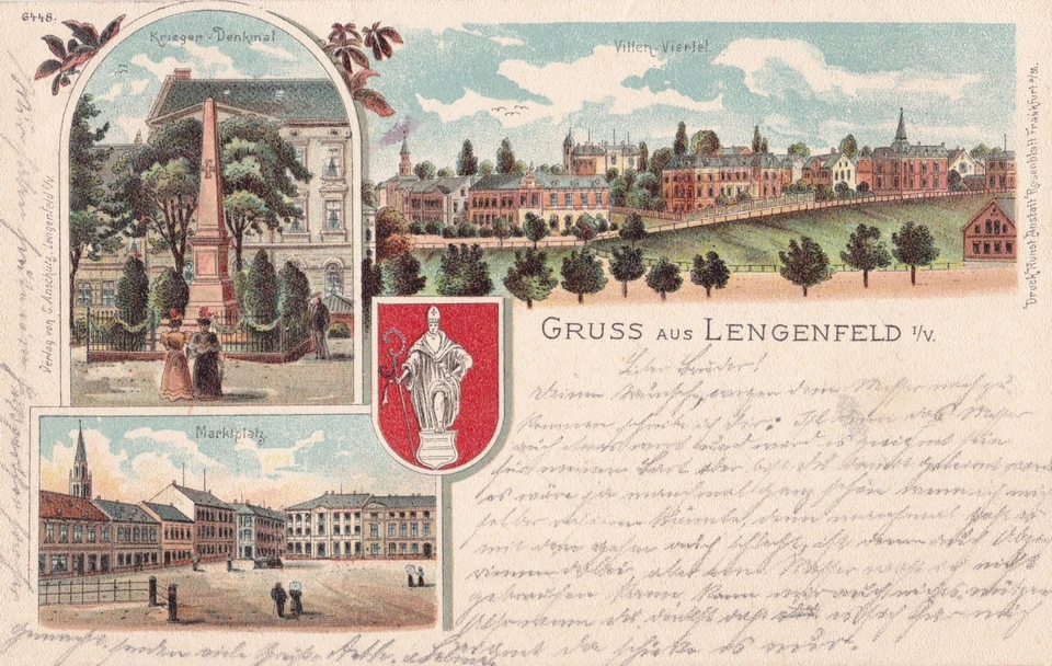 AK Litho Gruss aus Lengenfeld i. V. 3 Motive color  1902 gel. - Bild 1 von 1