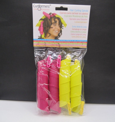 Curlformers Hair Curling Spirals 4 PK Extra Wide And Long NO HEAT CURLERS NEW