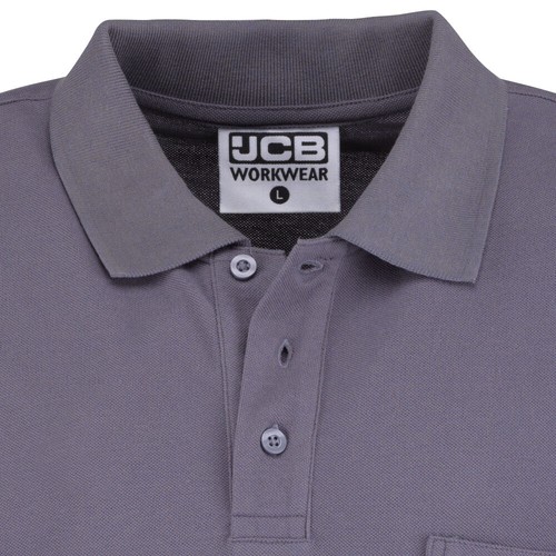 JCB Essential schweres kurzärmeliges Poloshirt Arbeitsoberteil T-Shirt Tasche - Bild 8 von 9