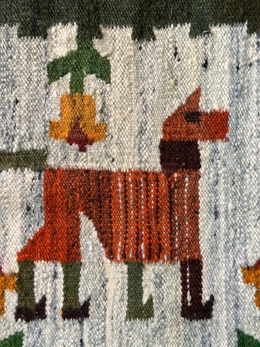 Lana polaca vintage tradicional hecha a mano pictórica multicolor Kilim 142x50 cm - Imagen 6 de 8