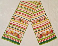 SCARF VINTAGE AUTHENTIC OSCAR DE LA RENTA STRIPED TULIPS SILK LONG WOMENS