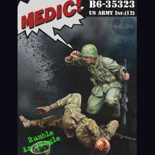 1/35 Scale US Army Medic & Wounded Soldier Vietnam War Diorama Figures Unassembl