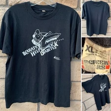 Vintage Karate Helps Kick Diabetes T Shirt Single Stitch Screen Stars Size XL