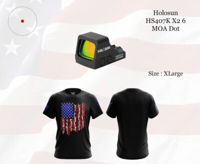 Holosun Classic Open Reflex Red Dot Sight 6 MOA, Black  FREE SHIRT - HS407K X2