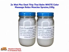 2x Wat Pho Osot Thip Thai Balm WHITE Color Massage Relax Muscles Sprains, 100g.