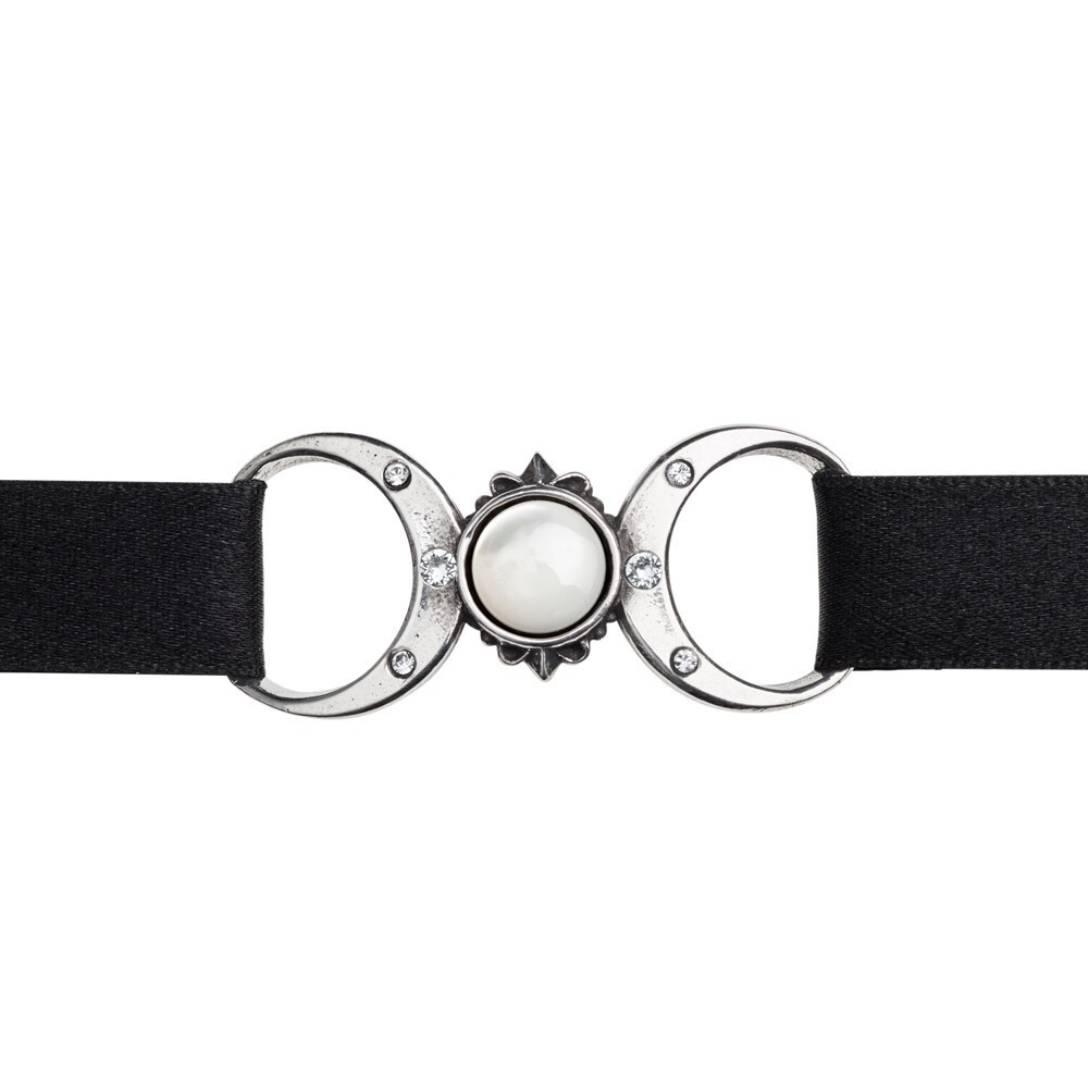 Alchemy Gothic Crescent Triple Moon Goddess Choker Necklace Pewter Witchy Occult