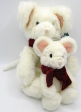 Russ Berrie TIC-TOC White Mouse SET OF 2 Plush 12  and 8" Stuffed NWT