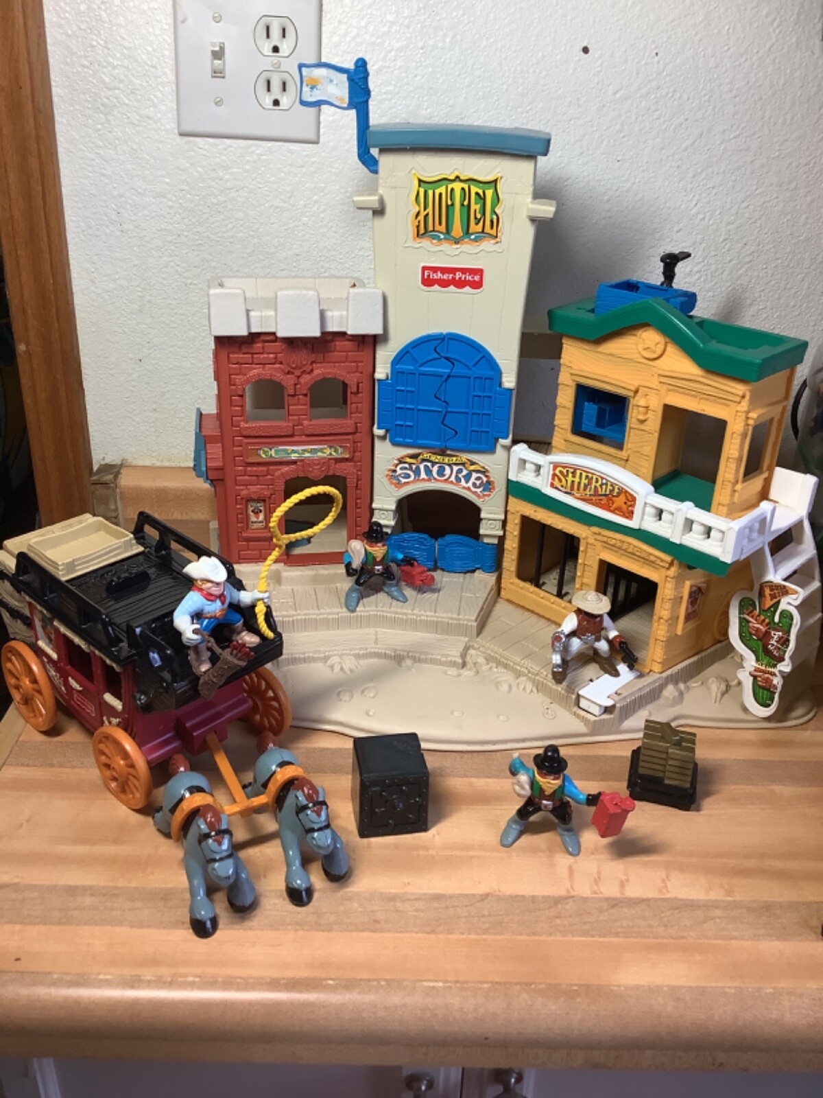 Vintage Fisher Price Great Adventures Wild Western Town Playset w/  Accessories | eBay