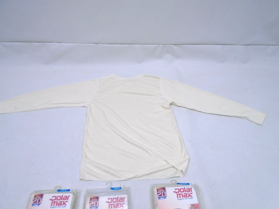 POLARMAX 2C61A XLARGE YOUTH 100% POLYESTER IVORY DOUBLE BASE LAYER TOP SET (3) - Image 2 of 4