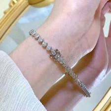 7Ct Round Cut Diamond Lab-Created Bezel Tennis Bracelet 14K White Gold Plated