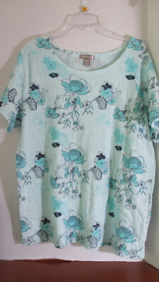 WHITE STAG White Green Blue FLORAL SHIRT TOP ~Women's Size XXL (20)