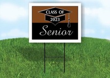 2023 SENIOR BROWN BLACK 18inx24in Yard Road Sign w/ Stand