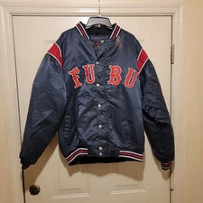 100% Authentic Vintage FUBU 90s Bomber Varsity Jacket Sz XXL. Distressed