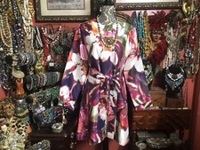Beautiful Pink Floral By D&Y 100% Silk Dress Long Sleeves lined With Belt Size M