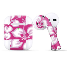 Skins Wraps compatible for Apple Airpods Hibiscus Tropical Flowers Pink