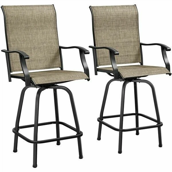 Wood & Fabric Bar Stools Patio Chairs