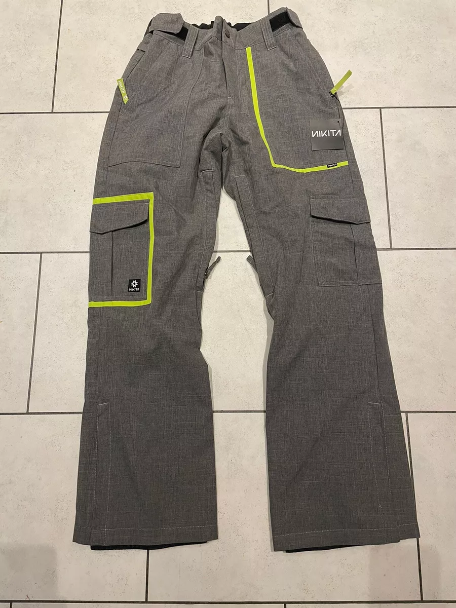 Nikita Womens Shasta Baggy Ski Snowboard Pants Salopettes Grey Small NEW