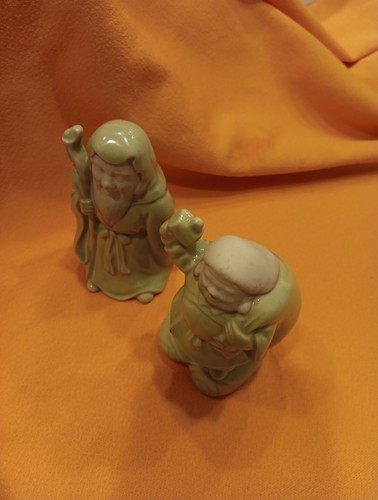 Vintage Pair Japanese Figurine Ceramic Lucky Gods Porcelain Figures-4" -Jurojin - Imagen 8 de 10