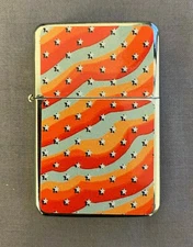 Artsy Stars and Stripes Pattern Flip Top Oil Lighter Windproof