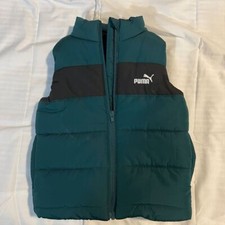 PUMA Kids Puffer Vest Forest Green Black Quilted Sleeveless Winter Jacket US 4T