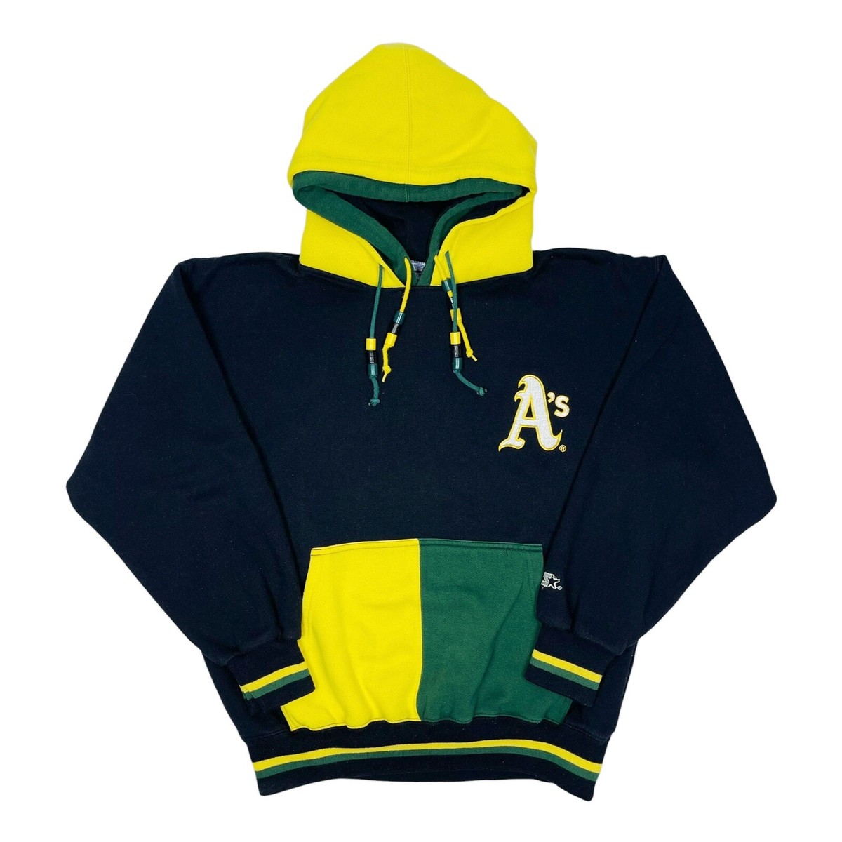 Vtg Rare MLB Oakland Athletics Starter Color Block Double Hooded