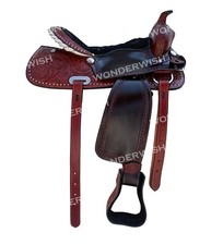 Brown Tooled Western Leather Barrel Horse Saddle Tack Set Sizes 10" - 18" inch