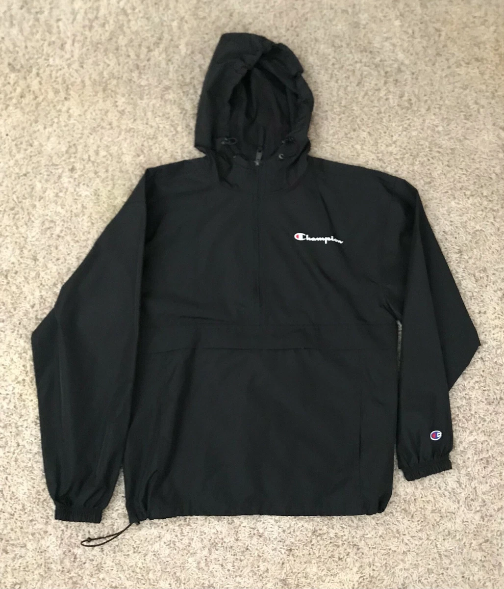 Champion Adult Packable Anorak 1 4 Zip Jacket Men size M Black