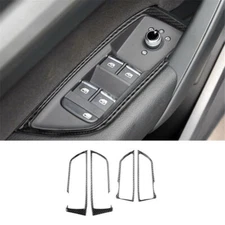2Pcs For Audi Q5 2018-2021 Carbon Fiber Window Lift Switch Panel Cover Trim