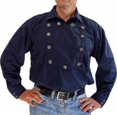 Westernhemd Cowboy Country Style Hemd ''John Wayne'' schwarz/blau Gr.S-4XL