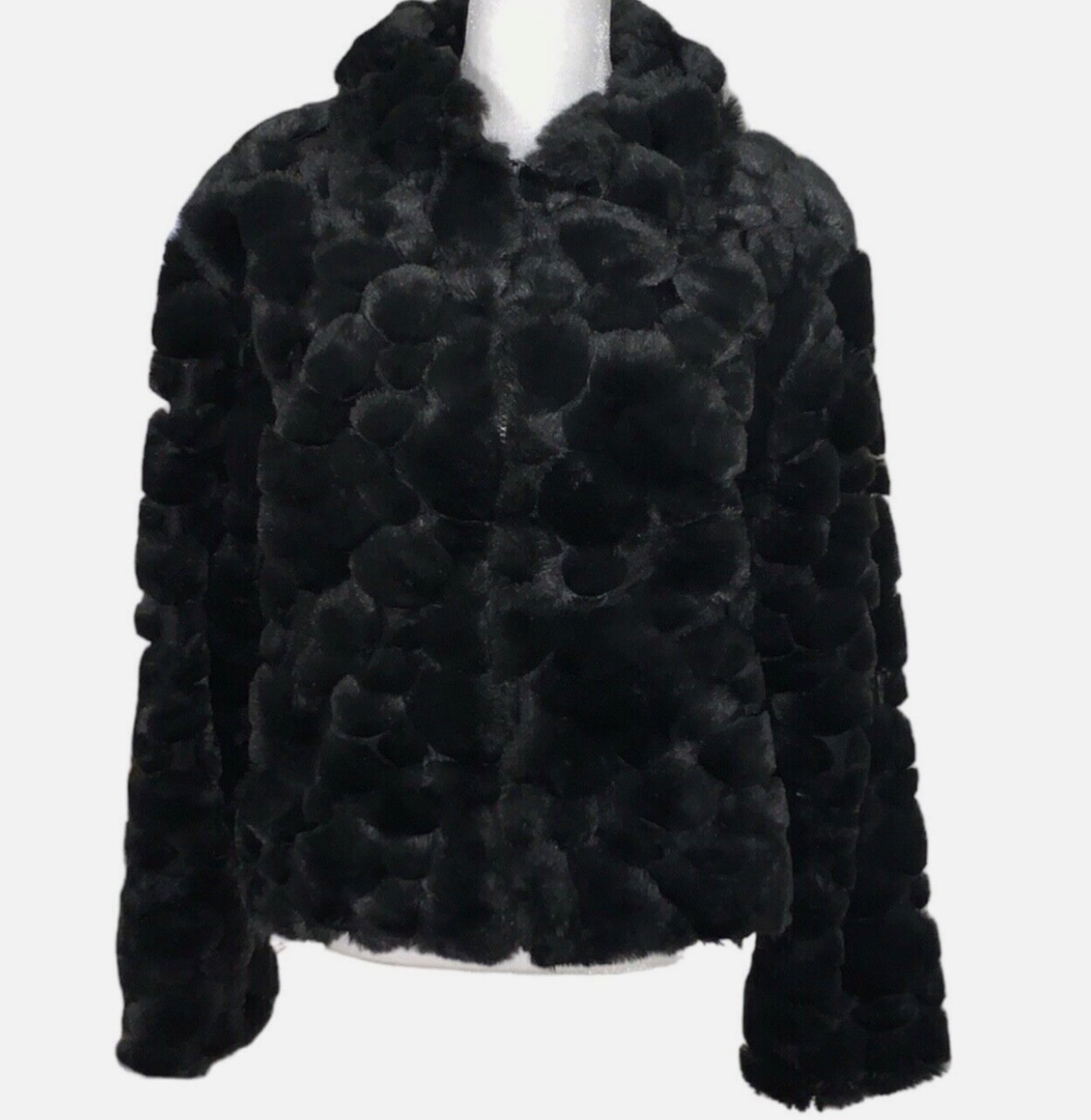 Giacca in pelliccia sintetica da donna pony verniciata taglia M nera chiusura con cerniera