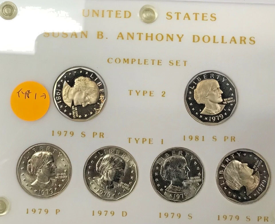 Juego de Dólares Susan B Anthony 1979-1981, 14 monedas incluyendo prueba, nº 1981S TIPO 2 Foto 2 de 4
